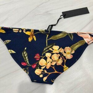 NWT Triangl Women's Blue Flower Floral Print Bikini Bottoms Size Small